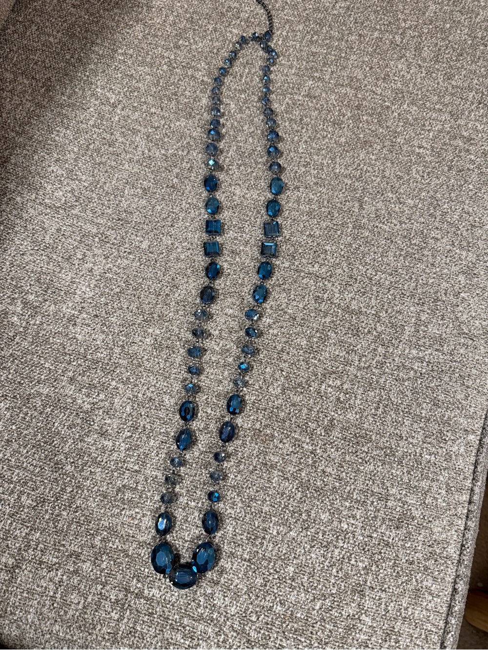 Blue Crystal Long Statement Necklace